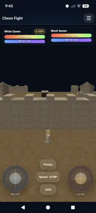 A chess piece, the queen, in an arena.